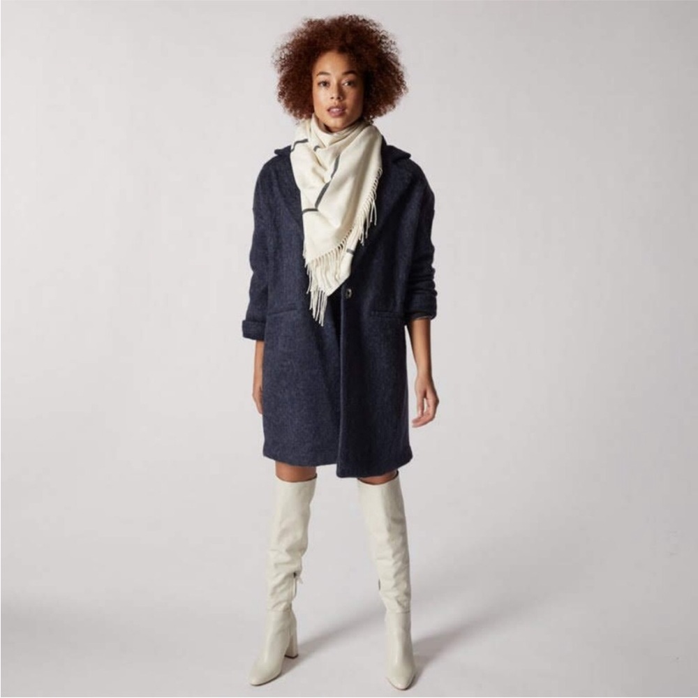 BNWT Indigo Love & Lore Cream and Black Striped Scarf with Fringe - Picture 13 of 15